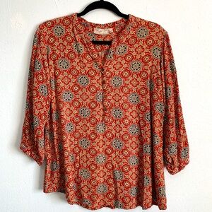 Utsa Boho Medallion Print Quarter Sleeves Top